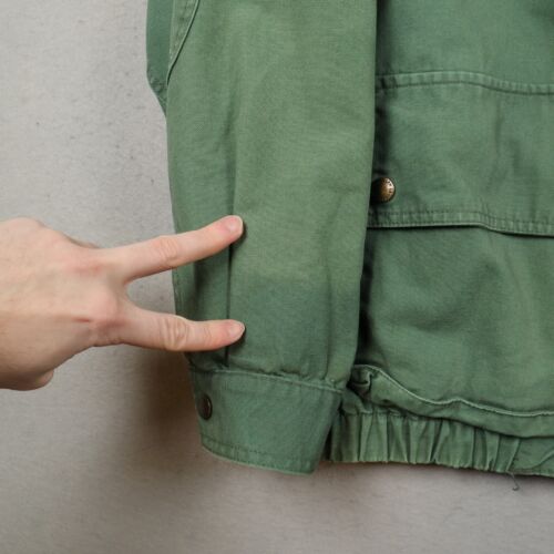 Chaps Ralph Lauren Green Bomber Jacket Men's Large Full Zip Leather Collar Patch - Picture 3 of 17