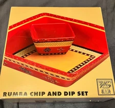 Tabletops Gallery Rumba Hand-Glazed Chip and Dip Set - Great Condition with Box