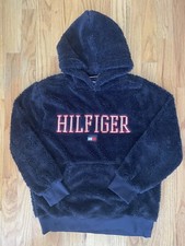 Tommy Hilfiger YOUTH Blue TH Logo Print Fleece Lined Hoodie SIZES 4 AND M12-14