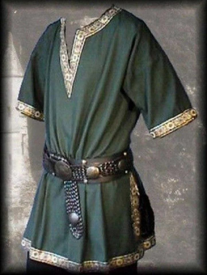 Camisa masculina medieval renascentista túnica top calças com cadarço fantasia cosplay - Imagem 3 de 4