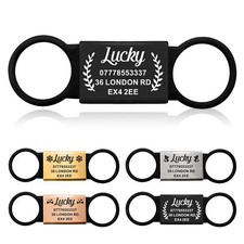 Personalised Slide On Collar Dog Tag Rubber No Noise Custom Engraved for Dog Cat