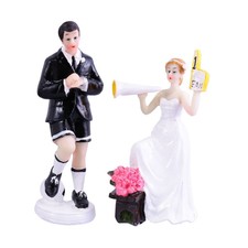 Coppia Cake Topper Matrimonio Tema Calcio Decorazione Resina Sposi