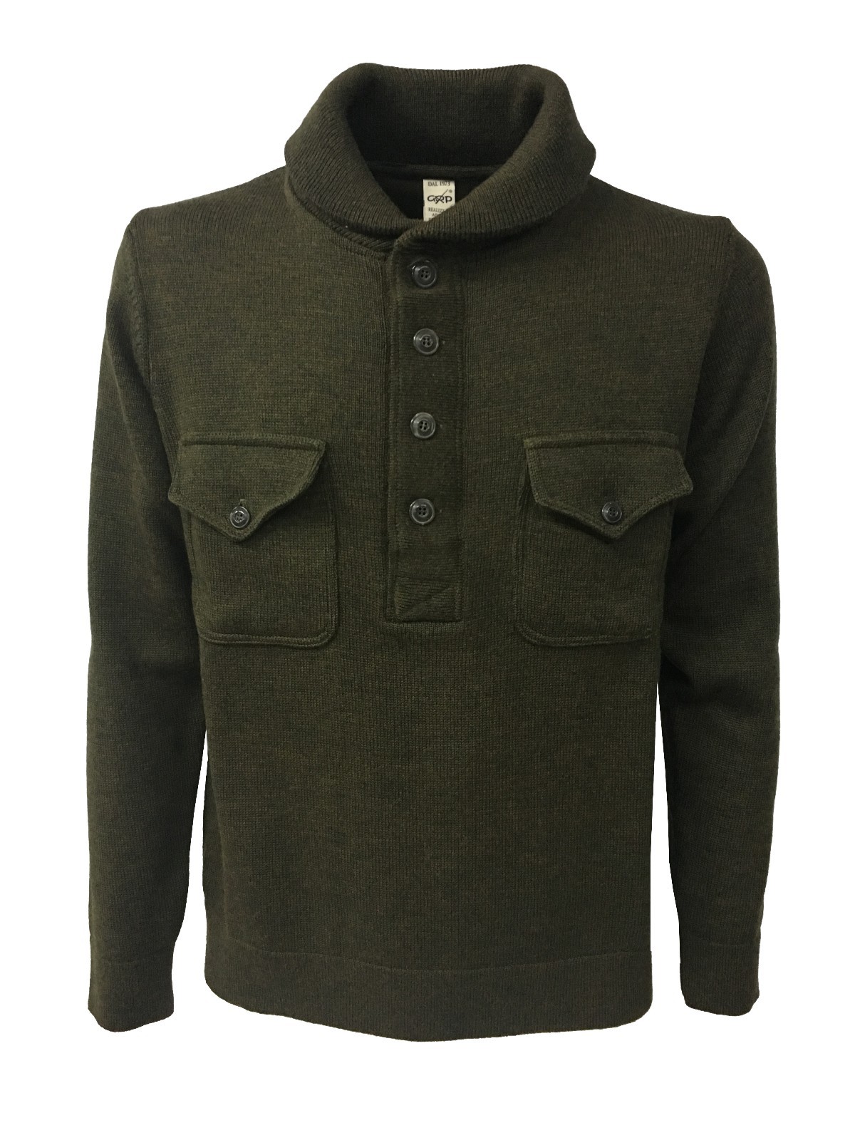 Пуловер из стеклопластика Herren Grün Militär меланжевого цвета, 100% хлопок, Сделано В Италии, Арт.sf Tec