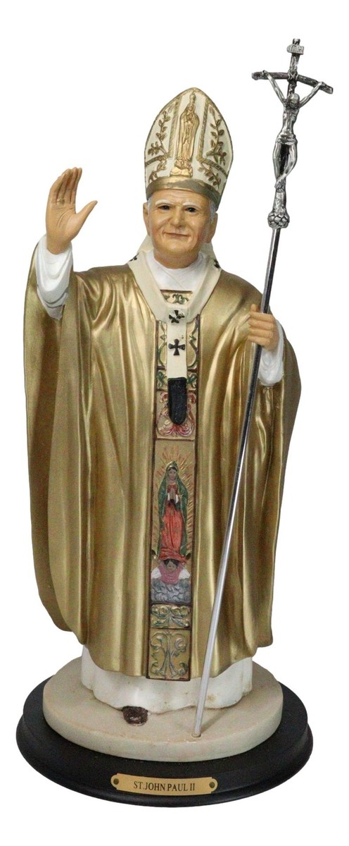 Large Venerable Pope John Paul II With Papal Ferula Crucifix In