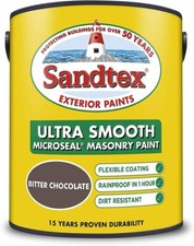 Sandtex - Masonry Paint 1L - Ultra Smooth Quality Waterproof - Bitter Chocolate