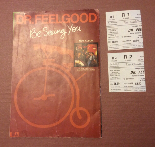 Dr Feelgood / Mink DeVille 1977 "Be Seeing You" tour programme c/w tickets (x2)" - Picture 2 of 2