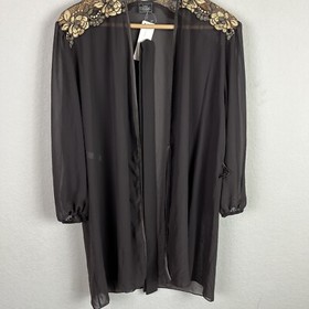 Lise Charmel France Robe Small S Brown Gold Lace Sheer Lingerie Deadstock VTG