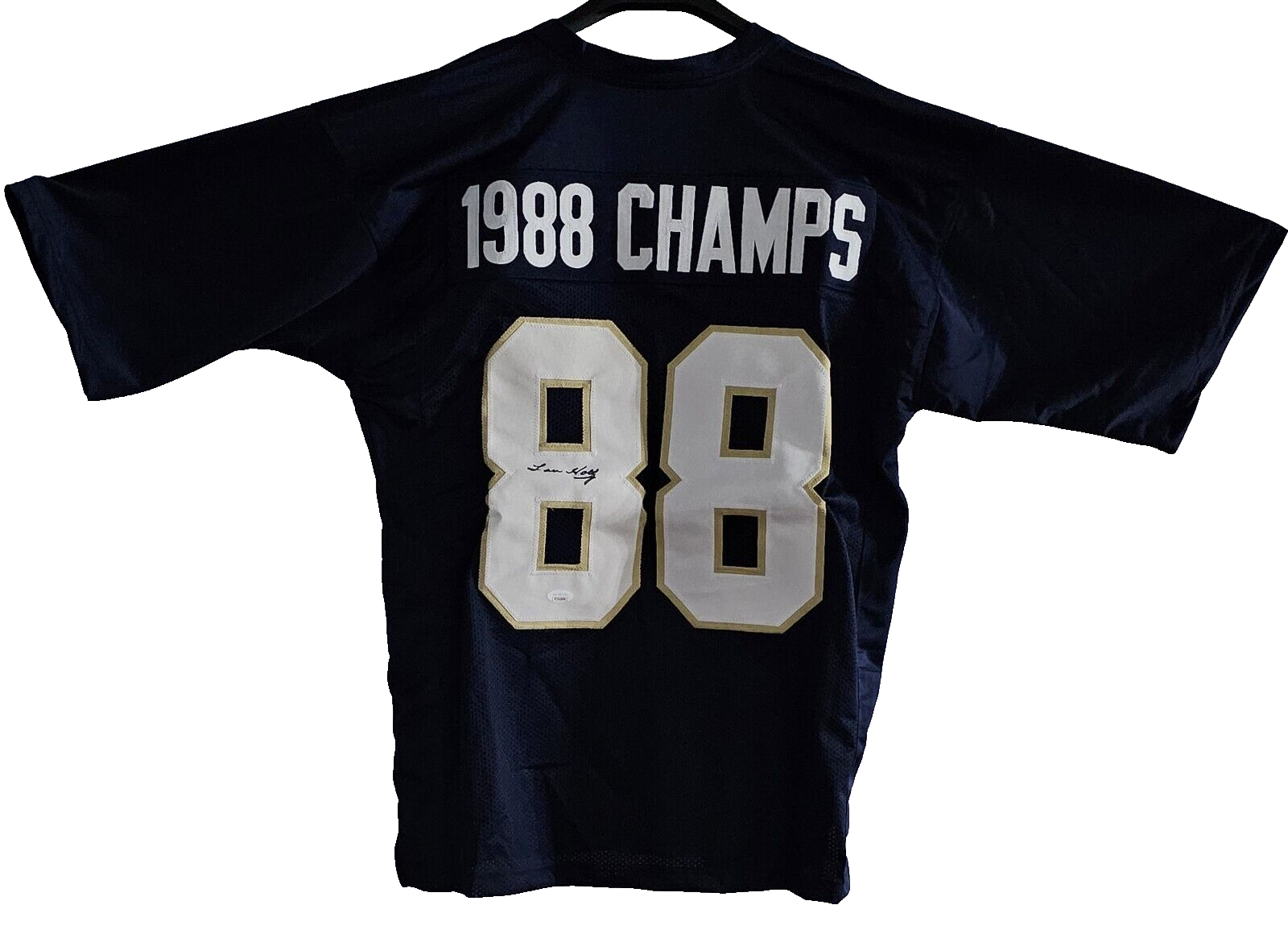 1988 Champs (Lou Holtz) Autographed Signed Notre Dame Fighting Irish Football Jersey 