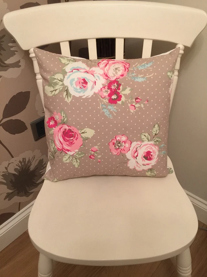 Clarke & Clarke Shabby Chic English Rose Taupe Floral 16" Cushion Cover - Image 2 of 3