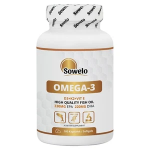 Omega-3 Mousselines – 330mg EPA, 220mg DHA + D3, K2, E – Soutien cardiaque – Sowelo