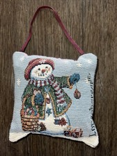 LONGABERGER Christmas Snowman Pillow Door Hanger Holiday Decor Festive