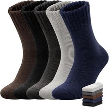 5 Pairs Merino Wool Socks Thick Warm Winter Socks Hiking Soft Socks for Men