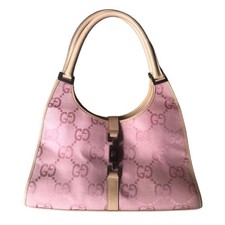 GUCCI JACKIE Bag Pink GG Pattern Canvas Leather Archive Vintage Made in Italy