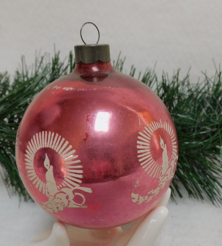 VTG VERY RARE WWII Marks Bros  Candle Stenciled Ornament MADE IN US OF A Corning