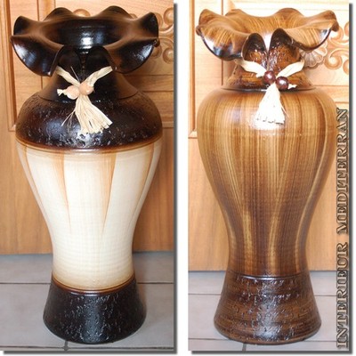 BODENVASE Dekovase Vase aus Keramik 60cm Amphore f. Flur mediterran inkl Einsatz
