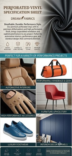PERFORATED Upholstery Faux Leather Vinyl Fabric Automotive damage seats