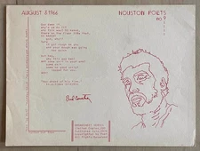 Houston Poet Bud Courtney Broadsheet Series #9 1976 Lenny Bruce Alley Theater