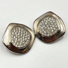 Vintage Mancuso and Sherman Pave Rhinestone Silver Tone Clip-On Earrings Fashion