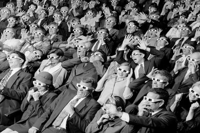 3D Movie Viewers in Theater Wearing 3D Glasses Photo Photograph Poster 24x16