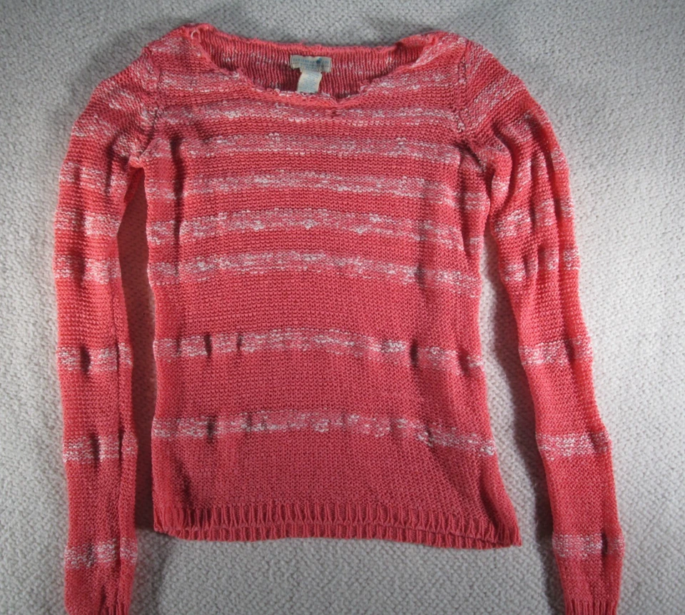 Suéter para mujer Caribbean Joe Petite SM coral y blanco ligero Foto 2 de 4