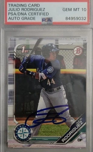 2018 Bowman 1st Julio Rodriguez PSA 10 On Card Auto.