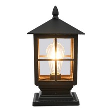 Outdoor Lamp Post Light Fixture Vintage Black Lantern Garden Gate Column Light