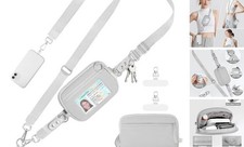 Clip and Go Strap for Phone with Wallet Crossbody Phone Lanyard Medium Grey