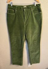 LL Bean Womens Pants Corduroy Green Size 16-Reg