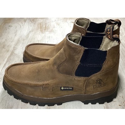 Rocky Mens Gore-Tex Waterproof Chelsea Boots Brown Leather Moc Toe Slip On 10 M
