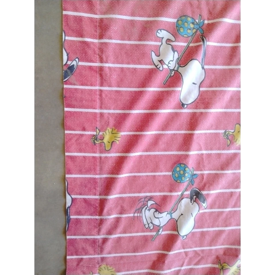 Snoopy Sábana Viaje Cacahuetes Rojo Blanco Rayas Doble Foto 2 de 4