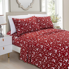 Luxury Soft Bed Sheets Holiday Pattern 1500 Premium Hotel Quality Microfiber - S