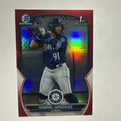 2023 Bowman #BCP-133 Gabriel Gonzalez Chrome Prospects Red Lava numbered 4/5