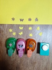 3 EK Success Small Paper Punches Maple Leaf Flower Butterfly, 1 Carl Teddy Bear