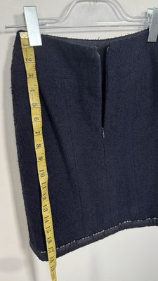 CHANEL BOUTIQUE ネイビー スカート Women's CHANEL Boutique 1994 Navy Blue Wool Skirt White Trim Size