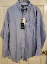 Lauren Ralph Lauren Ultraflex Dress Shirt Mens 17 Blue Regular Fit Stretch New