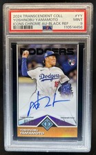 2024 Topps Transcendent Yoshinobu Yamamoto Icons Chrome Auto RC Black #/10 PSA 9