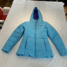 Columbia Winter Jacket Turquoise Blue Size Youth L 14/16 Hooded Full Zip