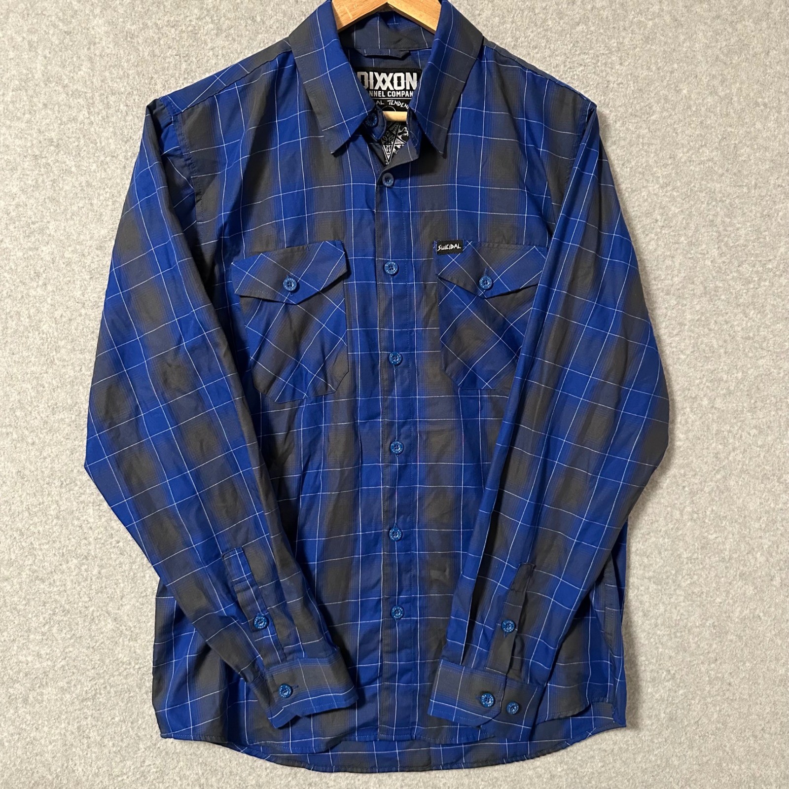 Dixxon Flannel Suicidal Tendencies Shirt Mens Medium Blue Black Plaid Punk Rare image 2