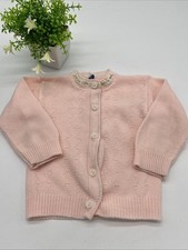 Vintage 1960s Toddler 100 DuPont Coral Acrylic Cardigan Button Sweater 12-18mo 