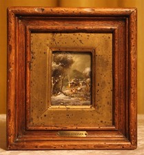 Sergio COZZUOL (*1941) sehr kleines Ölgemälde 8x6 Dorfidylle Italien