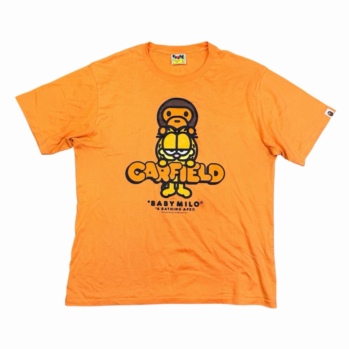 A BATHING APE Baby Milo x GarfielD Japan T-Shirt Adult Size Large