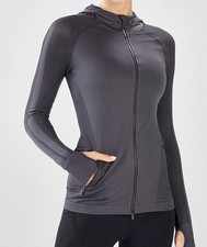 NWT Fabletics Kiley Seamless Hooded Jacket Gray Size M