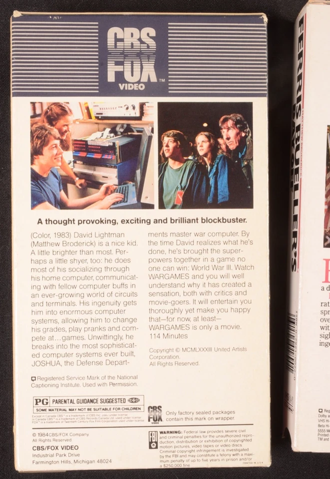 Matthew Broderick VHS Lot Ferris Bueller’s Day Off 19984 War Games 1982 VHS - Image 4 of 4