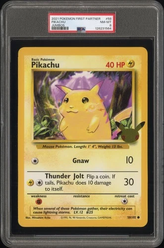 2021 Pokemon First Partner Jumbos #58 Pikachu PSA 8