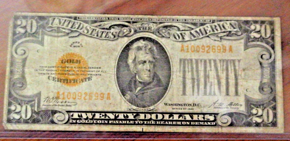 THREE (3) 1928 $20 Twenty Dollar Gold Certificates  Woods & Mellon - Image 3 of 4