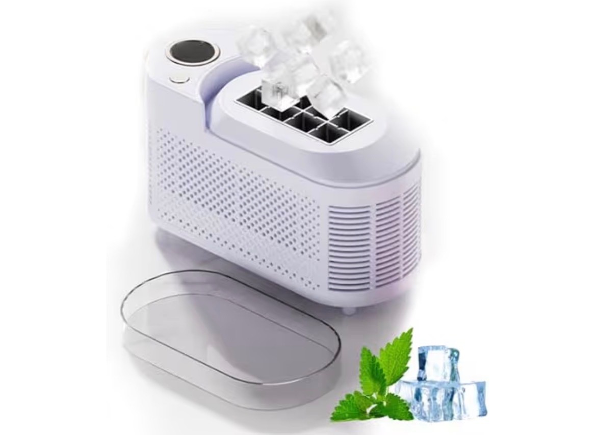 Portable Ice Maker Machine, Compact Pellet Ice Cube Maker, 8 Clear Ice Cubes in