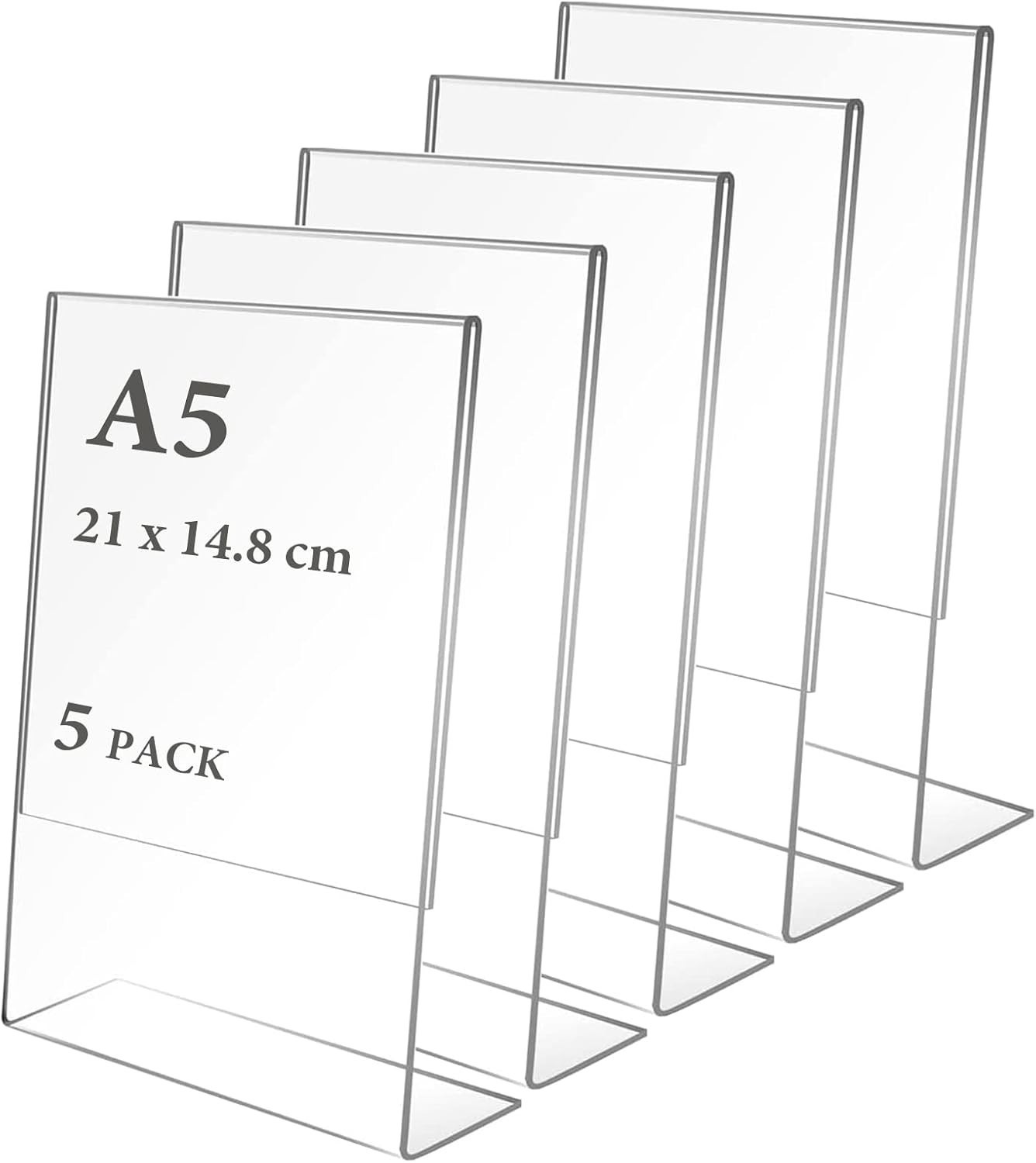 Cyh A5 Acrylic Sign Display 5pcs Perspex Poster Menu Stands Clear Plastic New