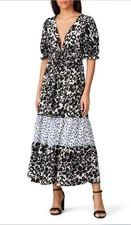 Love, Whit By Whitney Port Black & White Floral Puff Sleeve Dress