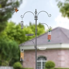 93inch Iron Black Bird Feeder with 4 Hooks for Courtyard Use