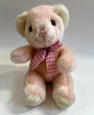 Vintage Russ Berrie Buffy Pink Bear Plush Stuffed Animal Rattle Toy 8" SO CUTE,